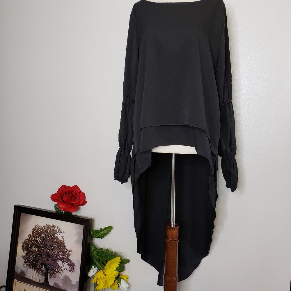 Boutique New Black Hem Dip Blouse Small & XL - Picture 10 of 11